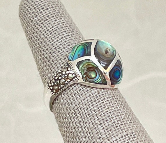 Sterling Silver Abalone Inlay Dome Ring - image 5