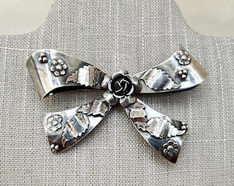 ヴィンテージ ボー スターリングシルバー トライホースヘッドブローチ