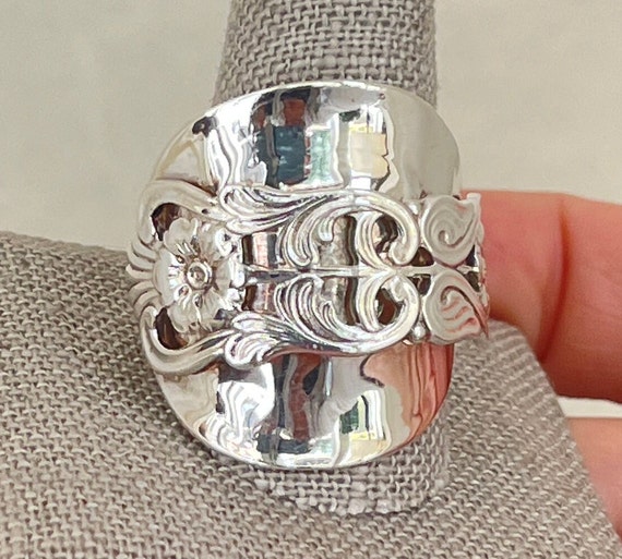 Vintage Solid Sterling Silver Spoon Ring - image 1