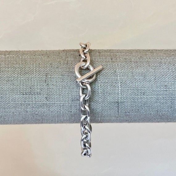 Sterling Silver 8 1/2" Solid Cable Chain Bracelet… - image 1