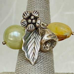 Anello con ciondolo multi pendente in argento sterling