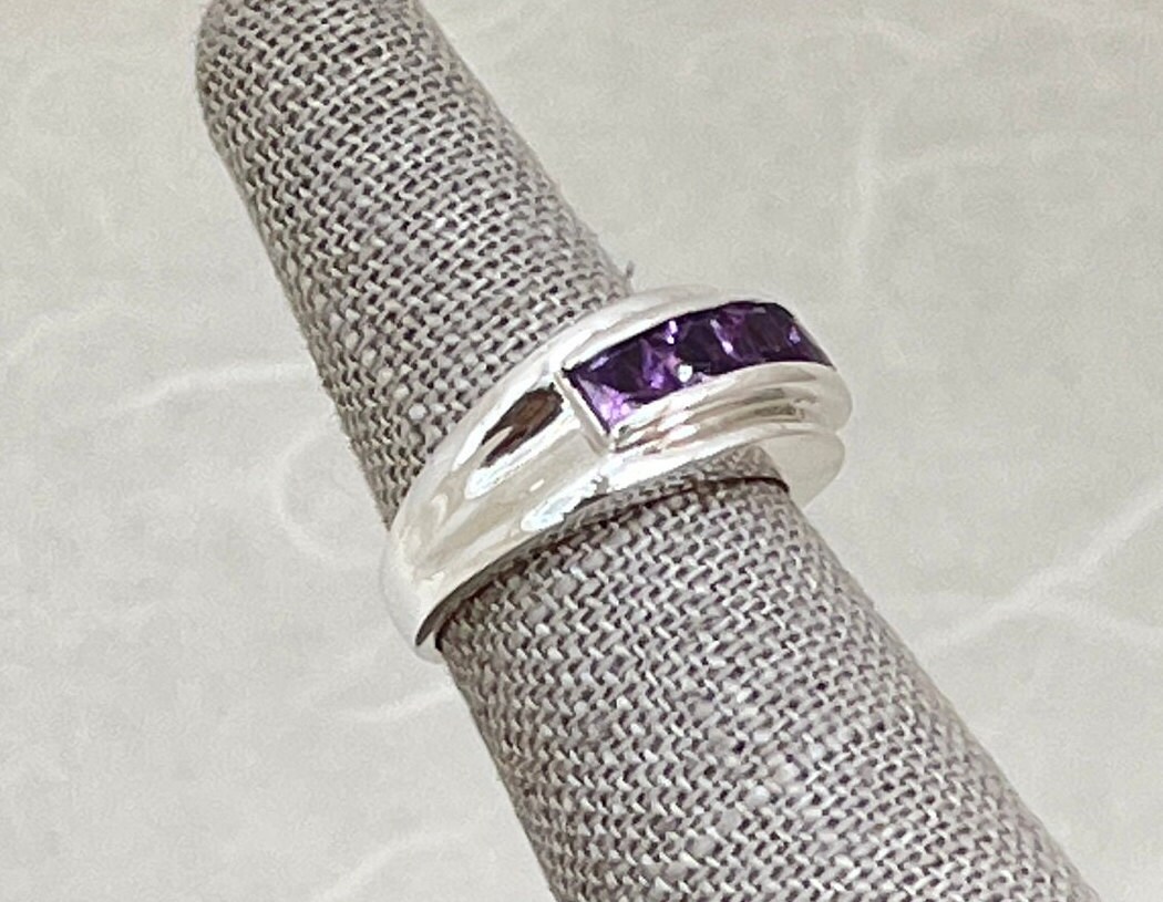 Sterling Silver Channel Set Amethyst Ring