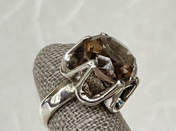 Sterling Silver Round Smoky Quartz Ring - image 3