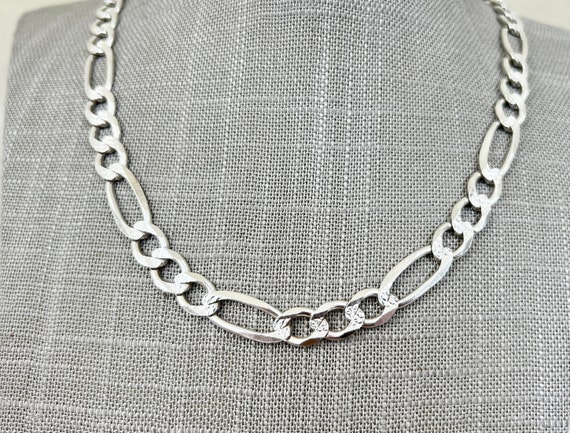 Unisex Sterling Silver 27 1/2 Figaro Necklace - Etsy