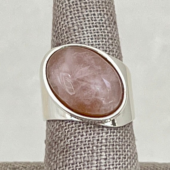 Vintage Sterling Silver Rose Quartz Ring - image 1