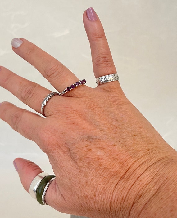 Vintag Sterling Silver 5 Ruby Ring - image 6