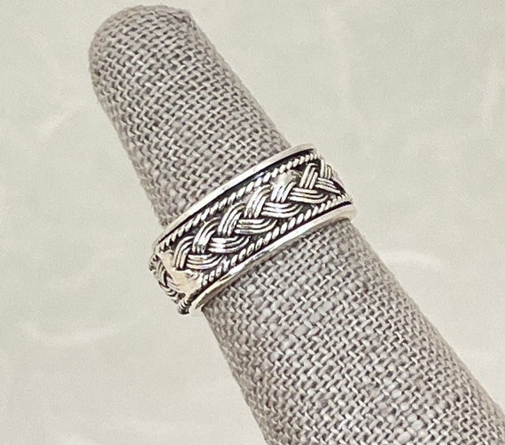 Sterling Silver Woven Pattern Spinning Ring - image 3