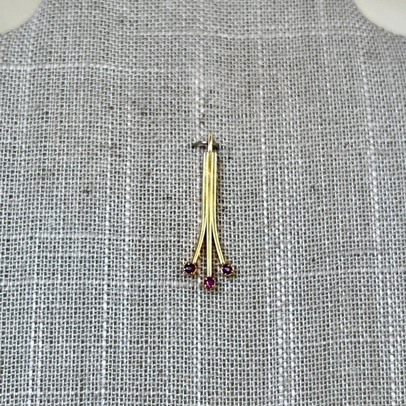 18K Yellow Gold and Ruby Modernist Pendant