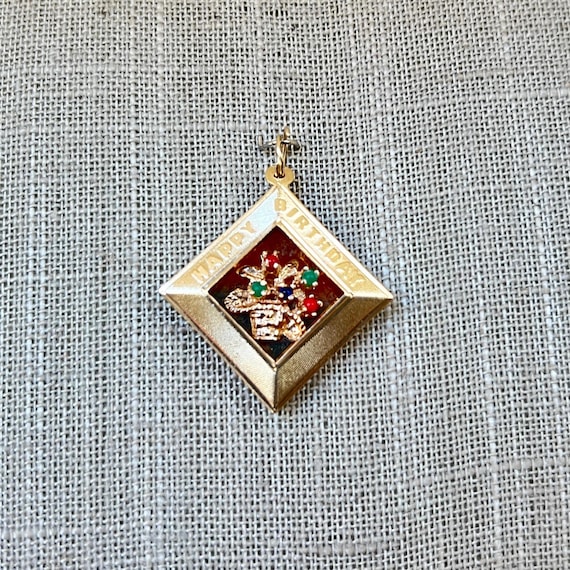 Vintage 14K Yellow Gold Happy Birthday Charm