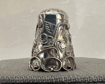 Vintage Sterling Silver Ornate Floral Thimble