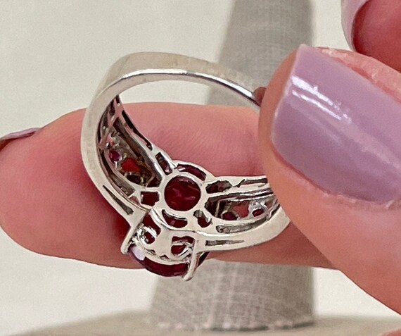 Sterling Silver Quartz and Ruby Ring - image 5