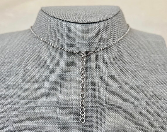 Sterling Silver Necklace with Inline Tanzanite Pe… - image 6