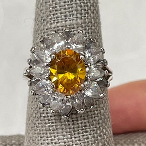 Anello in argento sterling con zirconi cubici gialli con doppia pera