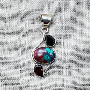 Sterling Silver 4.30ctw Garnet and Sonoran Sunrise Pendant