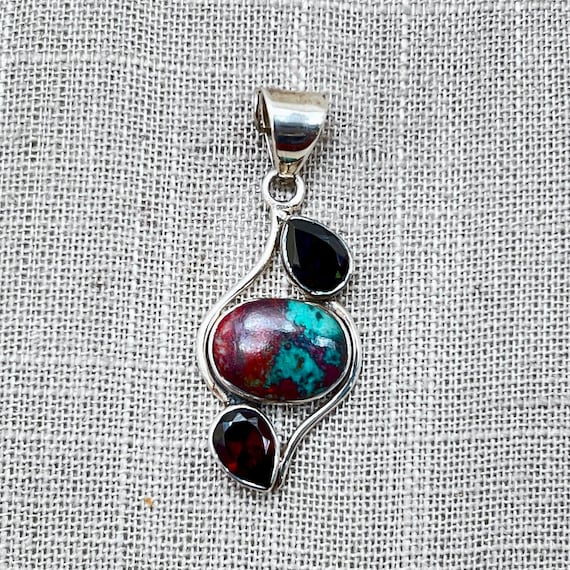 Sterling Silver 4.30ctw Garnet and Sonoran Sunrise