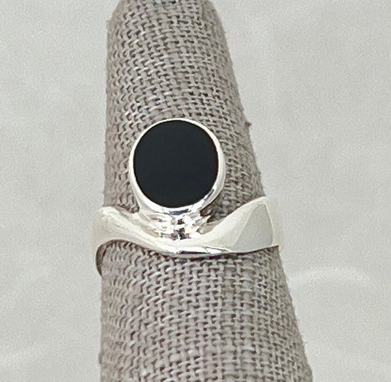 Sterling Silver Modern Black Onyx Ring - image 2