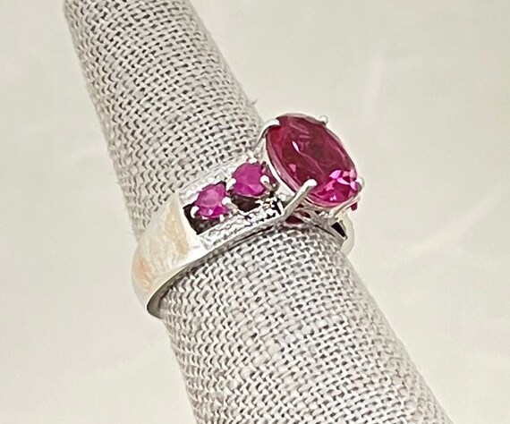 Sterling Silver Quartz and Ruby Ring - image 3