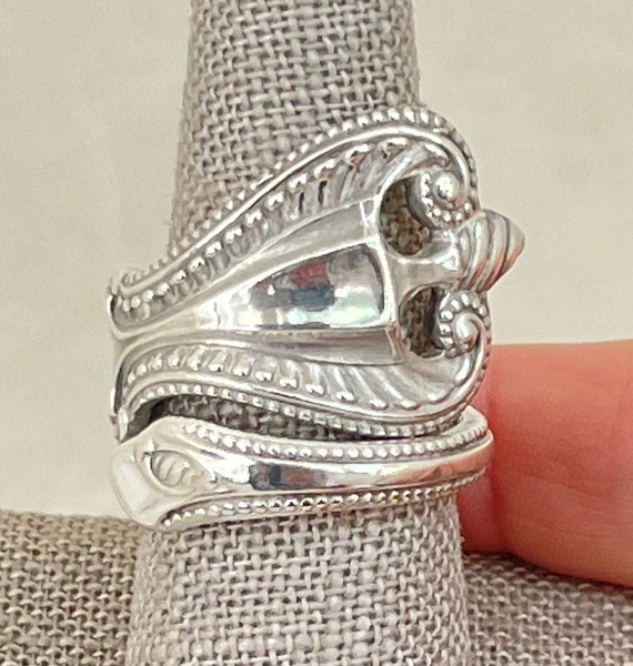 Vintage Solid Sterling Silver Spoon Ring - image 1