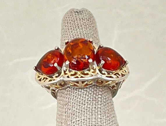Sterling Silver and Amber Statement Ring - image 2