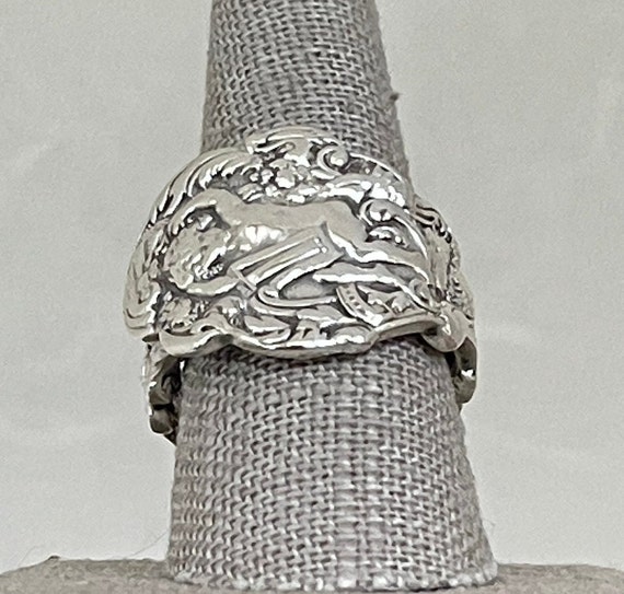 Vintage Cherub Solid Sterling Silver Spoon Ring - image 2