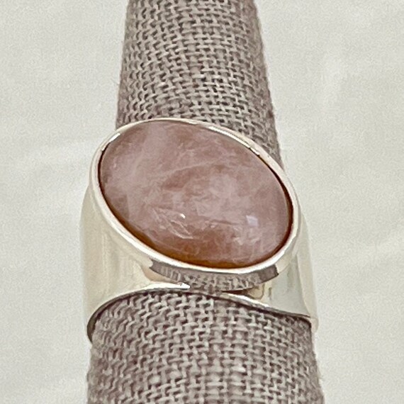 Vintage Sterling Silver Rose Quartz Ring - image 2