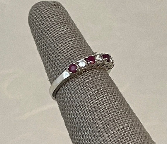 Vintage Sterling Silver Ruby and Cubic Zirconia R… - image 3