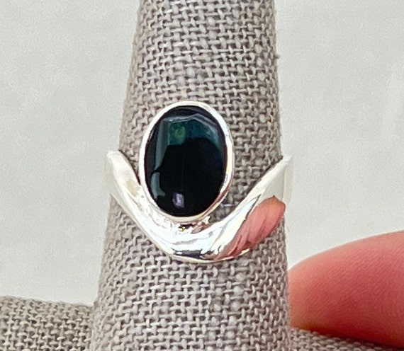 Sterling Silver Modern Black Onyx Ring - image 1