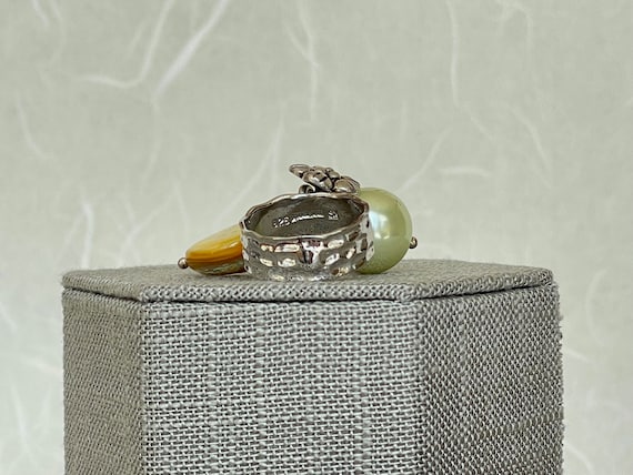 Sterling Silver Dangling Multi Charm Ring - image 3