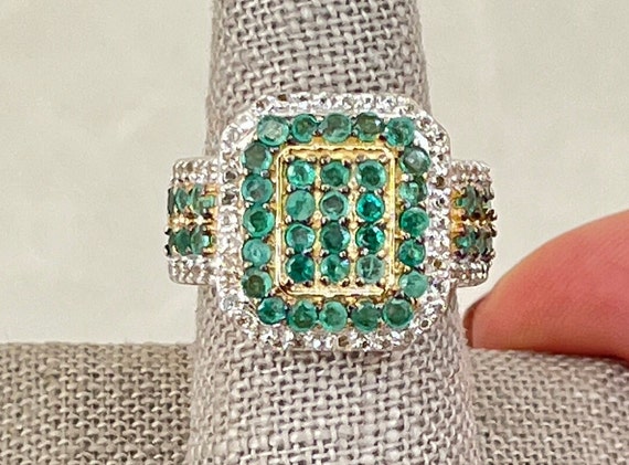 Sterling Silver Emerald and White Sapphire Ring - image 1