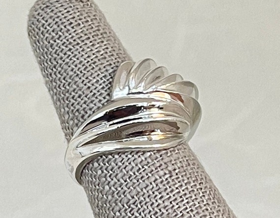 Sterling Silver Interlocking Ribbed Ring - image 3