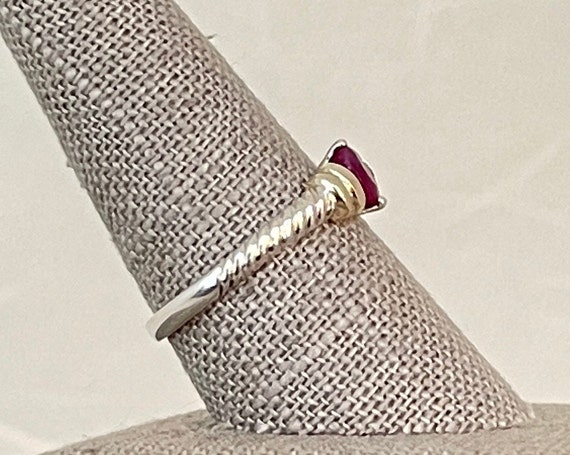 Vintage Sterling Silver Ruby Solitaire Spiral Ring - image 4