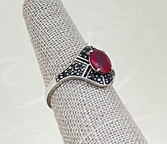 Sterling Silver Ruby and Hematite Ring - image 3