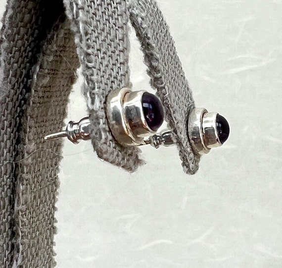 Sterling Silver Amethyst Stud Earrings View 3