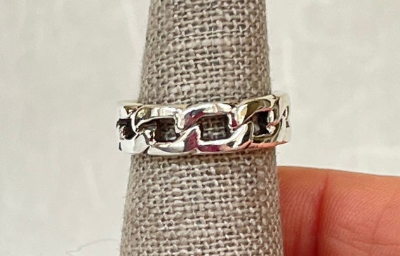 Sterling Silver Interlocking Chain Ring - image 1
