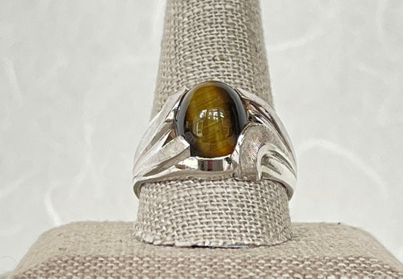 Sterling Silver Oval Tiger Eye Ring - image 2