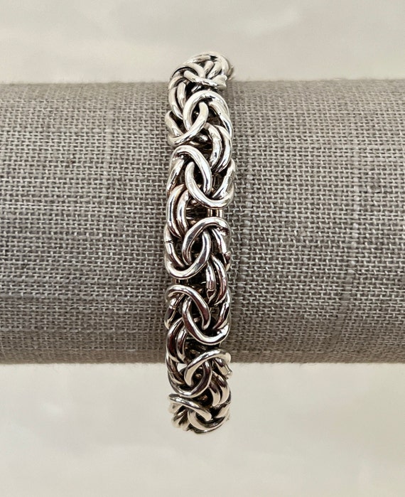 Sterling Silver Rounded Variable Width Byzantine … - image 2