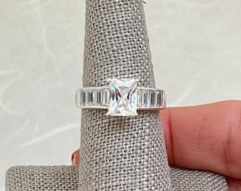 Avon Sterling Silver Radiant Cut and Baguette Ring