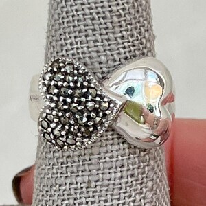 Vintage Judith Jack Sterling Silver Marcasite Heart Ring