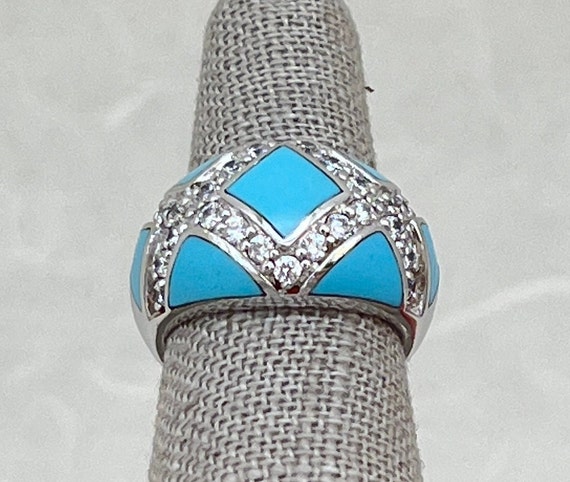 Sterling Silver Turquoise Inlay Ring - image 2