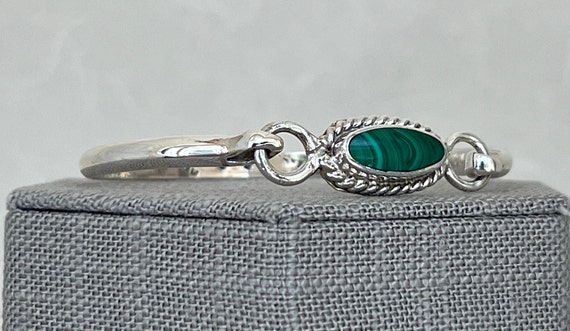 Sterling Silver Malachite Bangle - image 2