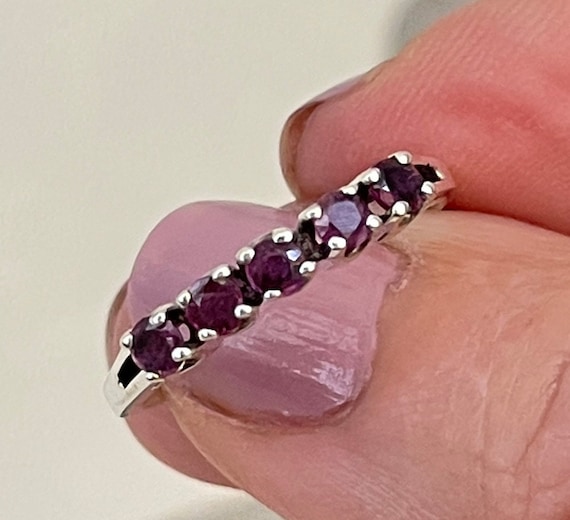 Vintag Sterling Silver 5 Ruby Ring - image 2