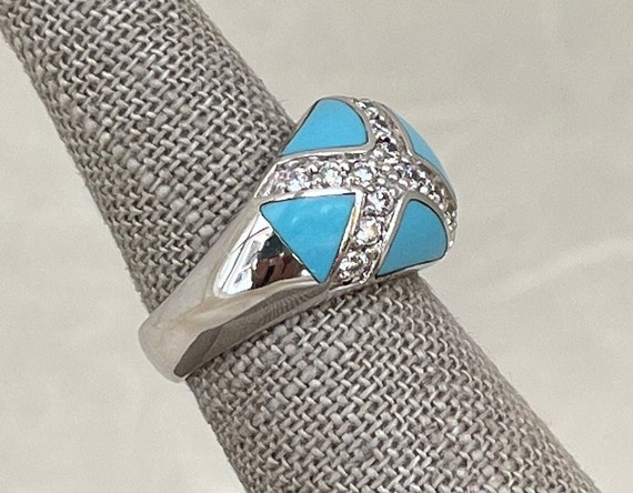 Sterling Silver Turquoise Inlay Ring - image 4