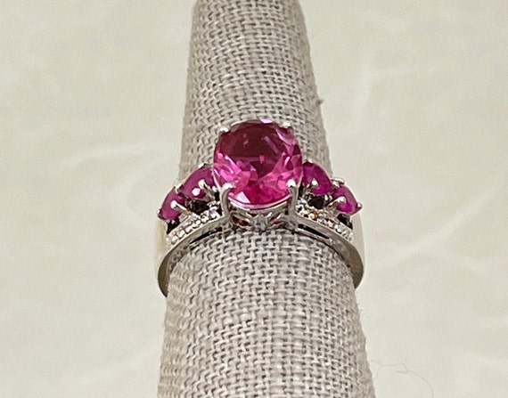 Sterling Silver Quartz and Ruby Ring - image 2