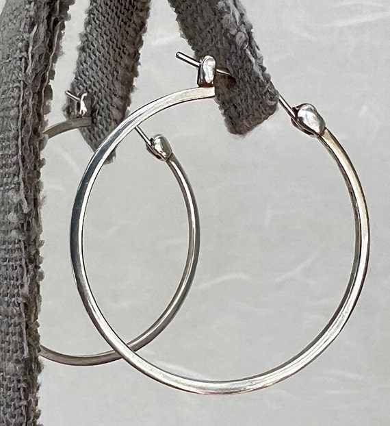 Sterling Silver Circle Hoop Square Edge Earrings - image 4