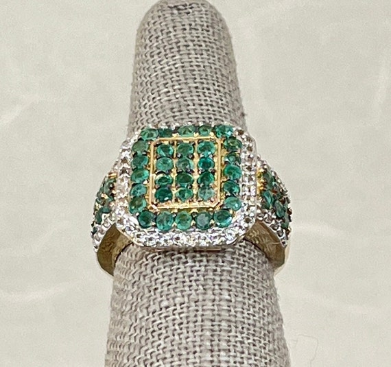 Sterling Silver Emerald and White Sapphire Ring - image 2