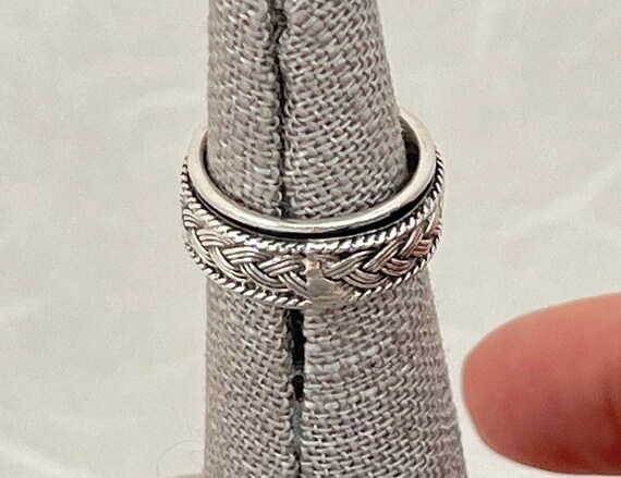 Sterling Silver Woven Pattern Spinning Ring - image 4