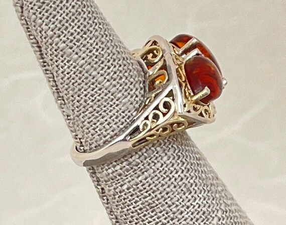 Sterling Silver and Amber Statement Ring - image 5