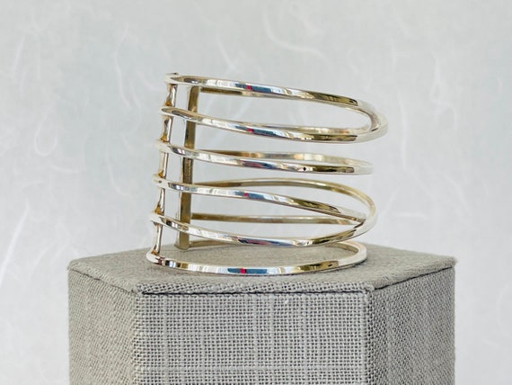 Vintage Sterling Silver 6 Strand Woven Cuff - image 2