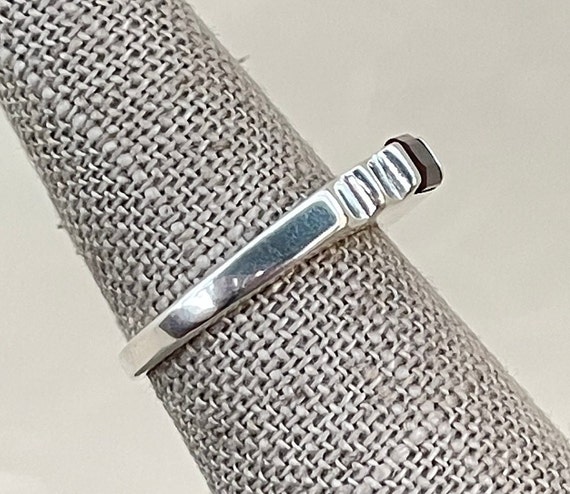 Sterling Silver Inline Step Garnet Ring - image 4