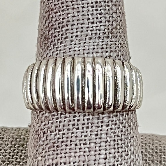 Sterling Silver Ribbed Dome Ring